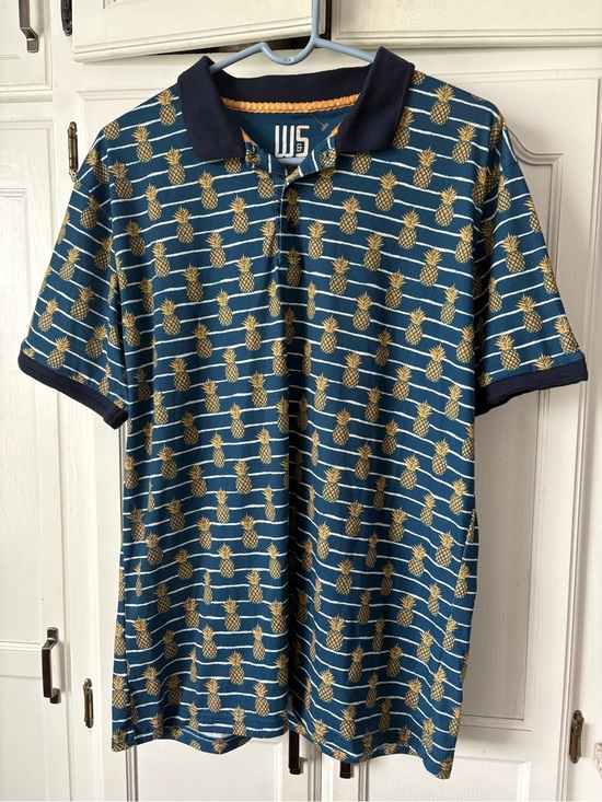 W5 Other - W5 Navy Polo with Gold Pineapple Print